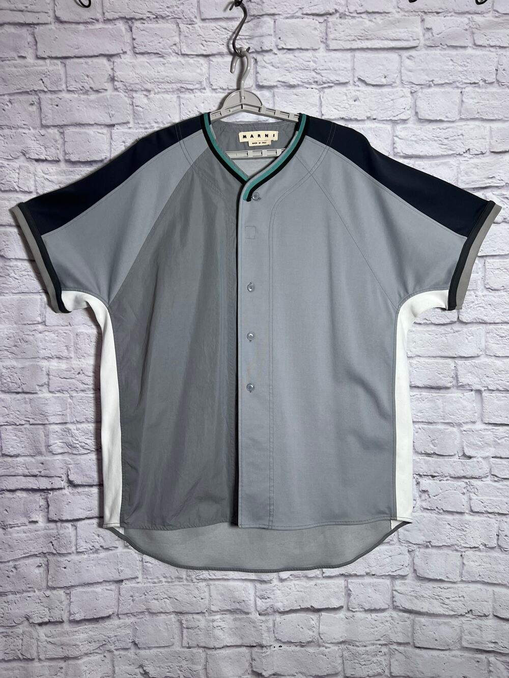 MARNI Italy 2019 Oversized Colorblock Baseball Jersey Button Down Shirt SIZE 48